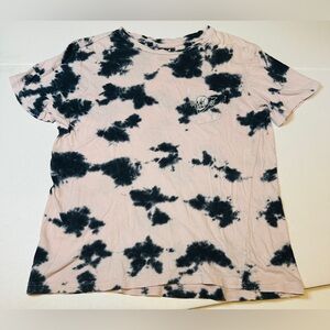 WXYZ MFG CO. Pale Pink & Black Tie Dye Skull Pocket Graphic T-Shirt Size Medium